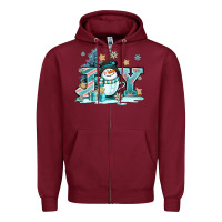 Burgundy cute coffeecup snowmanand joy Zipper Hoodie - AdoDesignShop