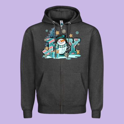 Cute Coffeecup Snowmanand Joy Zipper Hoodie Designed By Adodesignshop
