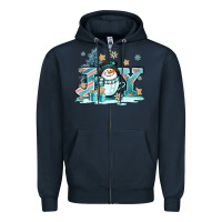 Navy cute coffeecup snowmanand joy Zipper Hoodie - AdoDesignShop