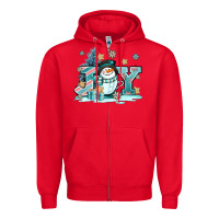 Red cute coffeecup snowmanand joy Zipper Hoodie - AdoDesignShop