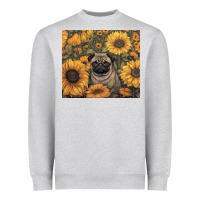 Heather Grey pug Heavyweight Sweatshirt - Unal Design