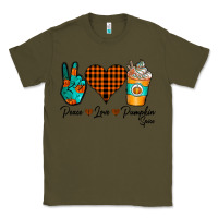 Army Green Peace Love Pumpkin Spice Classic Tee - CowhideDigitalArt
