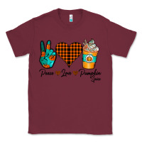 Burgundy Peace Love Pumpkin Spice Classic Tee - CowhideDigitalArt
