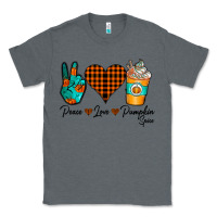Charcoal Heather Peace Love Pumpkin Spice Classic Tee - CowhideDigitalArt