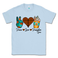 Dusty Blue Peace Love Pumpkin Spice Classic Tee - CowhideDigitalArt