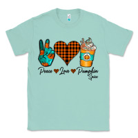 Seafoam Peace Love Pumpkin Spice Classic Tee - CowhideDigitalArt