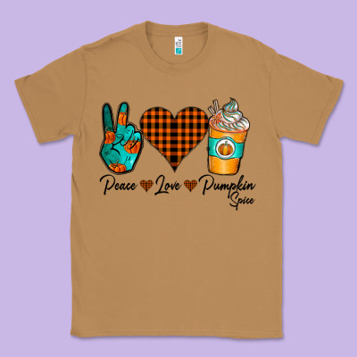 Peace Love Pumpkin Spice Classic Tee Designed By Cowhidedigitalart
