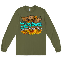 Army Green she's a sunflower beautiful fierce free Long Sleeve Tee - HRA Design Shop