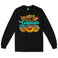 Black she's a sunflower beautiful fierce free Long Sleeve Tee - HRA Design Shop
