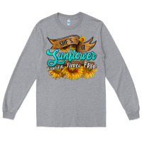 Heather Grey she's a sunflower beautiful fierce free Long Sleeve Tee - HRA Design Shop