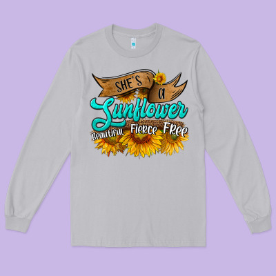 She's A Sunflower Beautiful Fierce Free Long Sleeve Tee Designed By Hra Design Shop