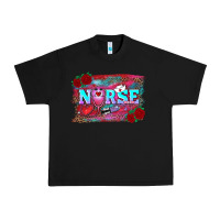Black valentine's day nurse with leopard and turquoise background Urban Heavy Tee - RanaPortraitStore