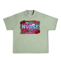 Oil Green valentine's day nurse with leopard and turquoise background Urban Heavy Tee - RanaPortraitStore