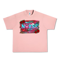 Salmon valentine's day nurse with leopard and turquoise background Urban Heavy Tee - RanaPortraitStore