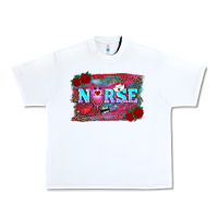 White valentine's day nurse with leopard and turquoise background Urban Heavy Tee - RanaPortraitStore