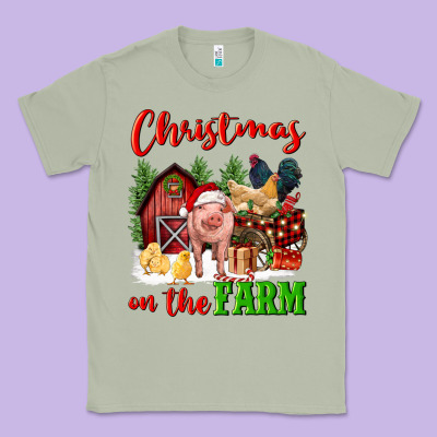 Christmas On The Farm Classic Tee Designed By Fadigitalartstudio