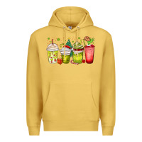 Antique Gold Christmas characters coffee cups Premium Hoodie - MaliasSmallBusiness
