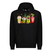 Black Christmas characters coffee cups Premium Hoodie - MaliasSmallBusiness