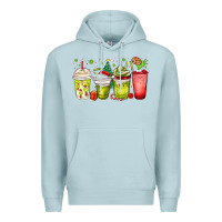 Blue Mist Christmas characters coffee cups Premium Hoodie - MaliasSmallBusiness