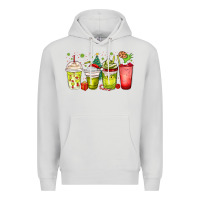 Dove Grey Christmas characters coffee cups Premium Hoodie - MaliasSmallBusiness