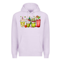 Lilac Christmas characters coffee cups Premium Hoodie - MaliasSmallBusiness