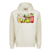 Oatmeal Heather Christmas characters coffee cups Premium Hoodie - MaliasSmallBusiness