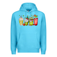 Ocean Blue Christmas characters coffee cups Premium Hoodie - MaliasSmallBusiness