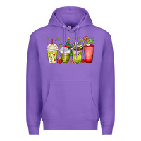 Purple Christmas characters coffee cups Premium Hoodie - MaliasSmallBusiness