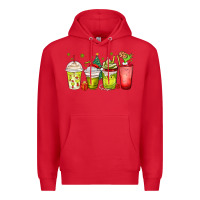 Red Christmas characters coffee cups Premium Hoodie - MaliasSmallBusiness