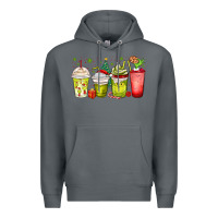Rock Christmas characters coffee cups Premium Hoodie - MaliasSmallBusiness