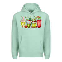 Seafoam Christmas characters coffee cups Premium Hoodie - MaliasSmallBusiness