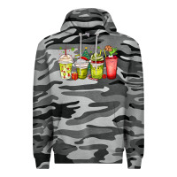 Slate Camo Christmas characters coffee cups Premium Hoodie - MaliasSmallBusiness