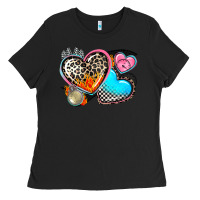 Black western leopard  racing  hearts Ladies Tee - AdoDesignShop