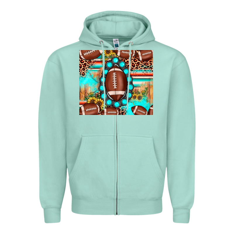 Football Leopard Turquoise Gemstone Sunflower Zipper Hoodie by JahusDesignShop | Teevron