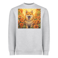 Heather Grey shiba inu Heavyweight Sweatshirt - Unal Design