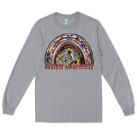 Heather Grey autism avareness football Long Sleeve Tee - SublimationCraftShop