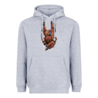 Heather Grey Orangutan And Baby Heavyweight Hoodie - LillyAllenDesigns