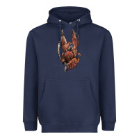 Navy Orangutan And Baby Heavyweight Hoodie - LillyAllenDesigns
