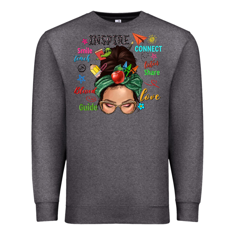 Teacher Messy Bun Caucasian Premium Sweatshirt by NancyCooperArtShop | Teevron