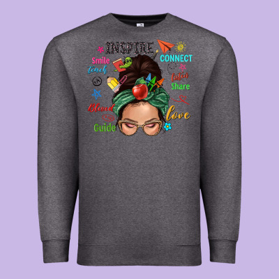 Teacher Messy Bun Caucasian Premium Sweatshirt Designed By Nancycooperartshop