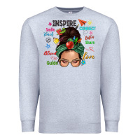 Heather Grey Teacher messy bun caucasian Premium Sweatshirt - NancyCooperArtShop
