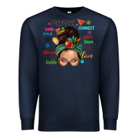 Navy Teacher messy bun caucasian Premium Sweatshirt - NancyCooperArtShop