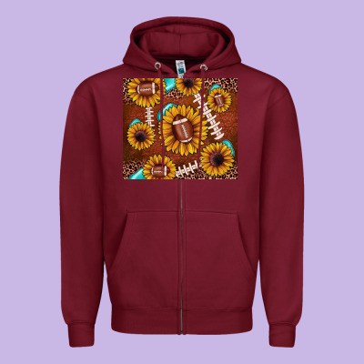 Football Leopard Sunflower Zipper Hoodie Designed By Jahusdesignshop