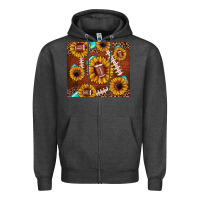 Charcoal Heather football leopard sunflower Zipper Hoodie - JahusDesignShop