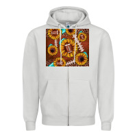 Dove Grey football leopard sunflower Zipper Hoodie - JahusDesignShop