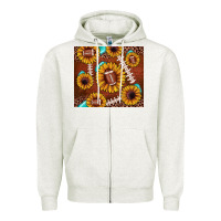 Oatmeal Heather football leopard sunflower Zipper Hoodie - JahusDesignShop