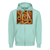 Seafoam football leopard sunflower Zipper Hoodie - JahusDesignShop