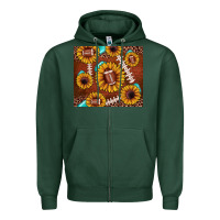 Sports Green football leopard sunflower Zipper Hoodie - JahusDesignShop