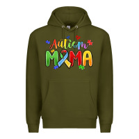 Army Green autism mama Premium Hoodie - MaliasSmallBusiness