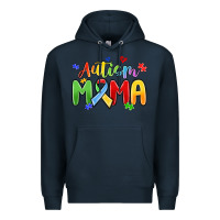 Navy autism mama Premium Hoodie - MaliasSmallBusiness